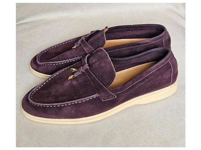 Loro Piana Summer Walk Mocassini Camoscio Viola Porpora - vista 4