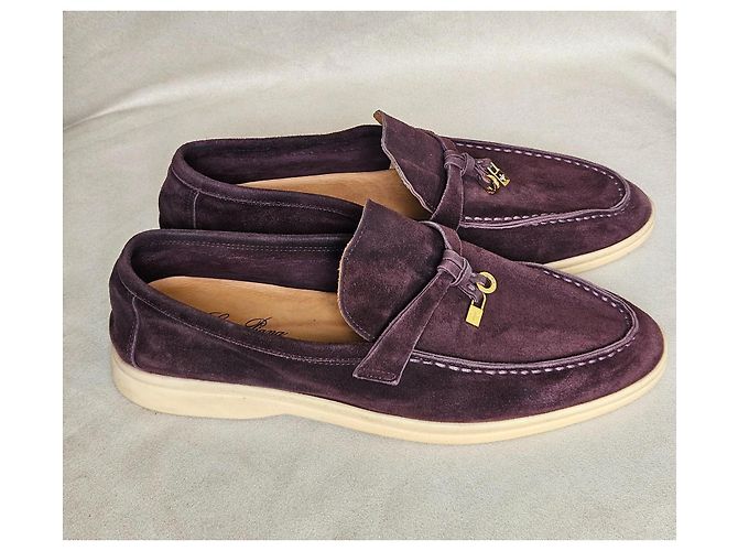 Loro Piana Summer Walk Mocassini Camoscio Viola Porpora - vista 5