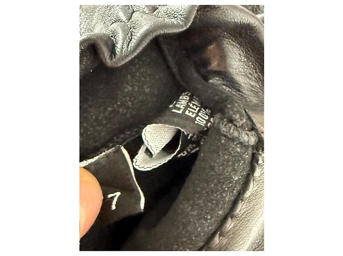 Chanel Guanti senza dita in pelle d'agnello nera Nero - vista 6