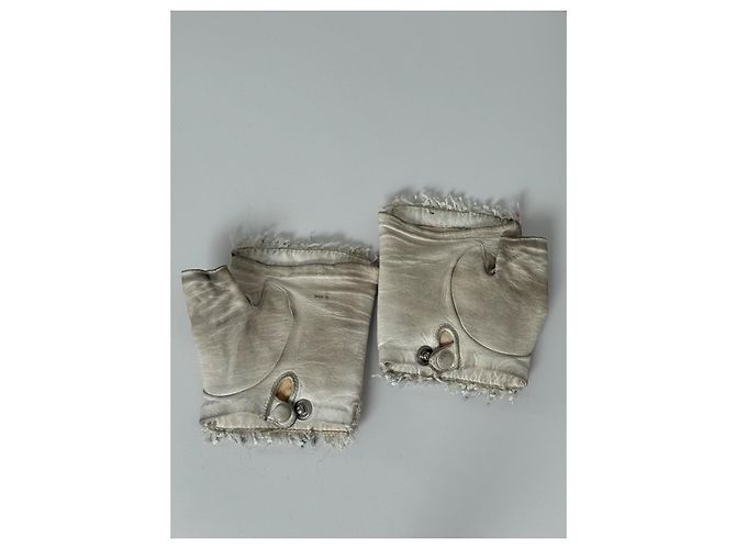Luvas sem dedos Chanel em tweed e pérolas Branco - vista 4