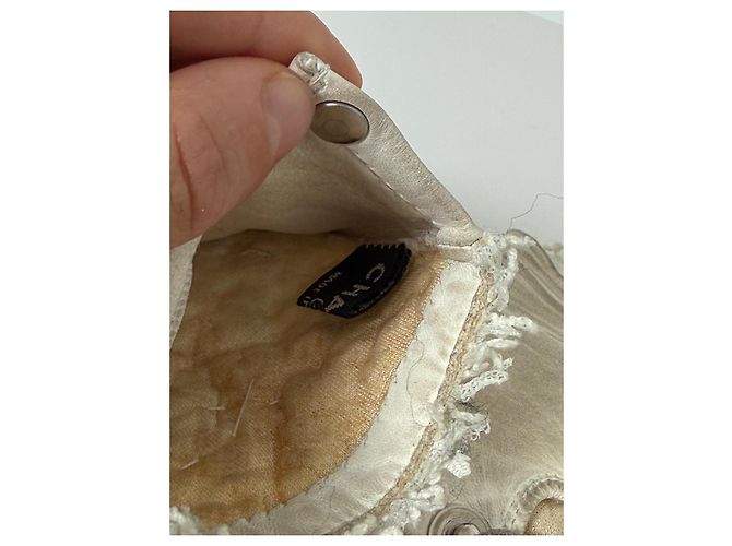 Luvas sem dedos Chanel em tweed e pérolas Branco - vista 6