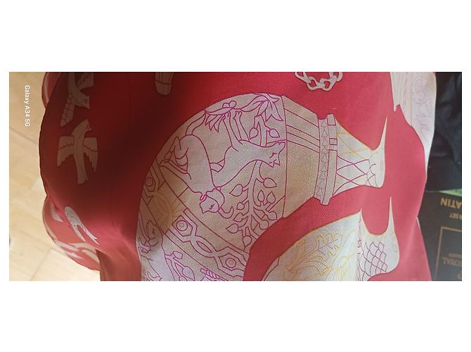 Hermès Ritote Seidentuch Pink Weiß Rot Gelb - Ansicht 4