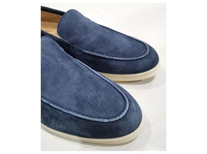 Loro Piana Summer Walk Mocassini Camoscio Blu - vista 2
