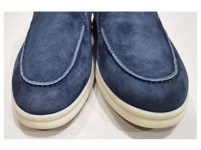 Loro Piana Summer Walk Mocassini Camoscio Blu - vista 3
