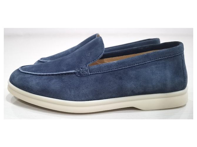 Loro Piana Summer Walk Mocassini Camoscio Blu - vista 6