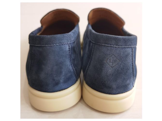 Loro Piana Summer Walk Mocassini Camoscio Blu - vista 7
