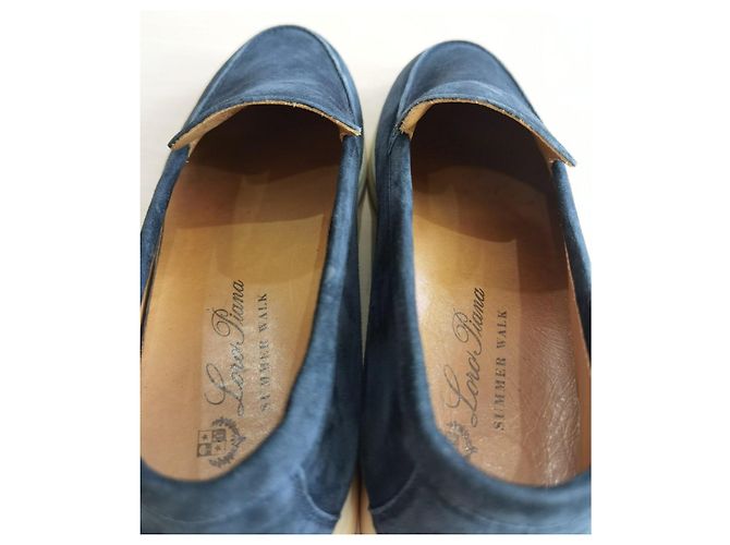 Loro Piana Summer Walk Mocassini Camoscio Blu - vista 8