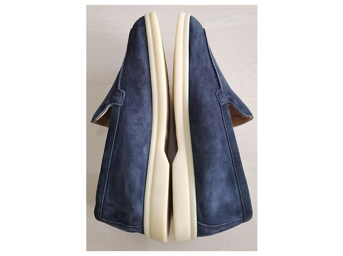Loro Piana Summer Walk Mocassini Camoscio Blu - vista 9
