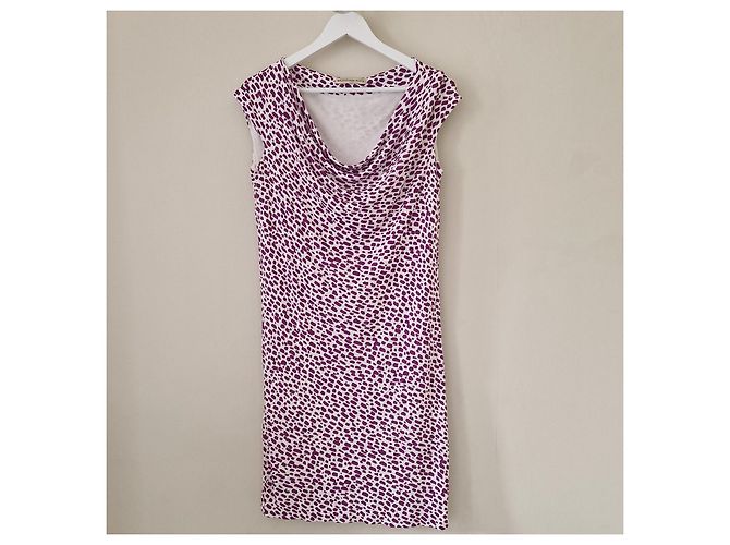 Mini Vestido Balenciaga com Decote Drapeado Estampado Animal Roxo e Branco - vista 2