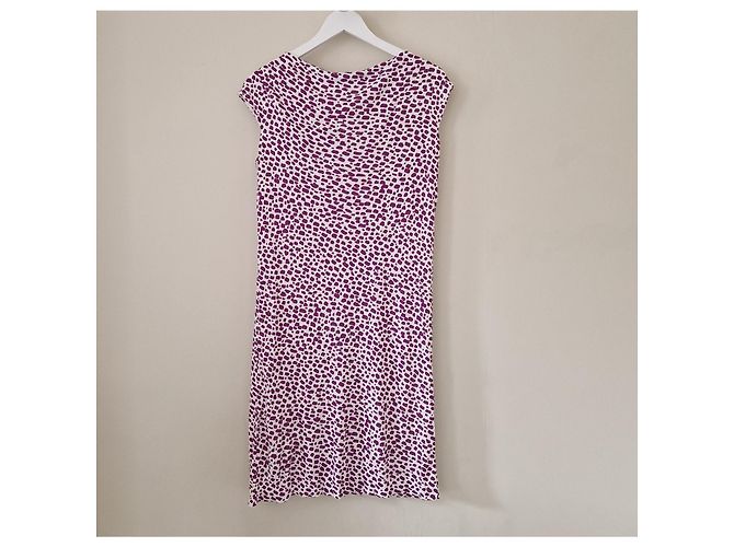 Mini Vestido Balenciaga com Decote Drapeado Estampado Animal Roxo e Branco - vista 3