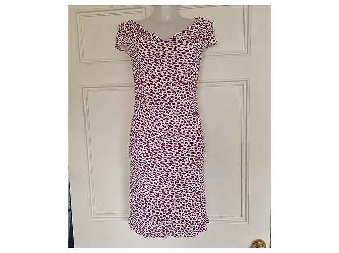 Mini Vestido Balenciaga com Decote Drapeado Estampado Animal Roxo e Branco - vista 4