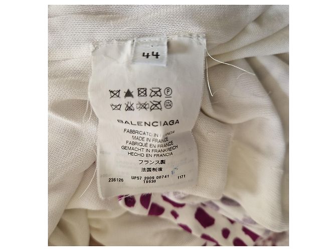 Mini Vestido Balenciaga com Decote Drapeado Estampado Animal Roxo e Branco - vista 7