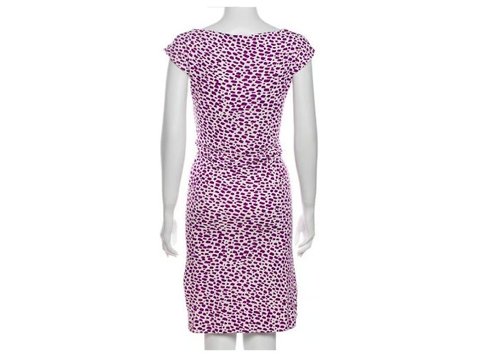 Mini Vestido Balenciaga com Decote Drapeado Estampado Animal Roxo e Branco - vista 8