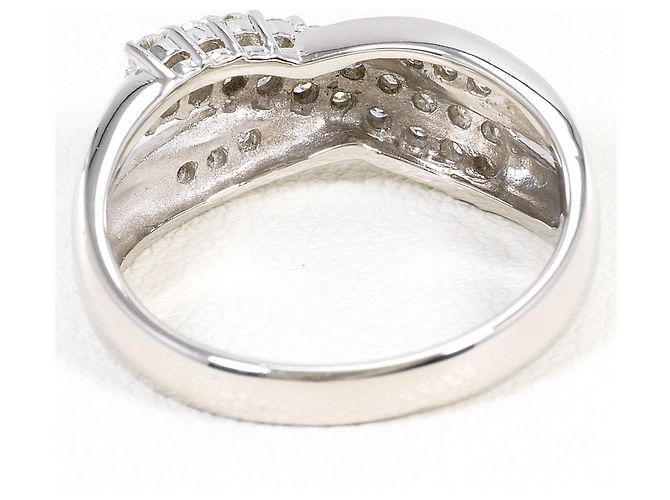 Autre Marque Platinband-Ring PT850 mit Diamant - Ansicht 4
