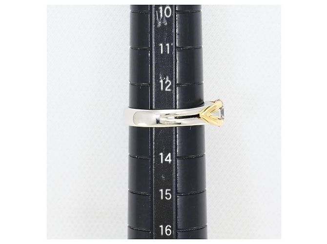 Autre Marque Anello fede in oro giallo 18K e platino con diamante brown Marrone D'oro - vista 8