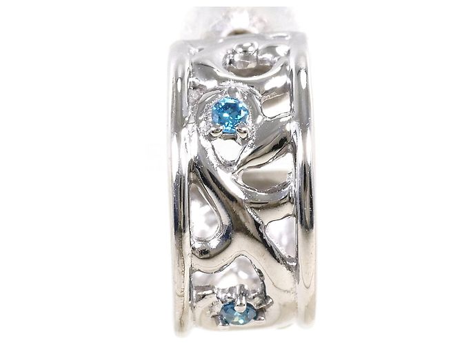 Autre Marque Orecchini a mezzo cerchio in oro bianco 18K con diamanti blu D'oro - vista 3