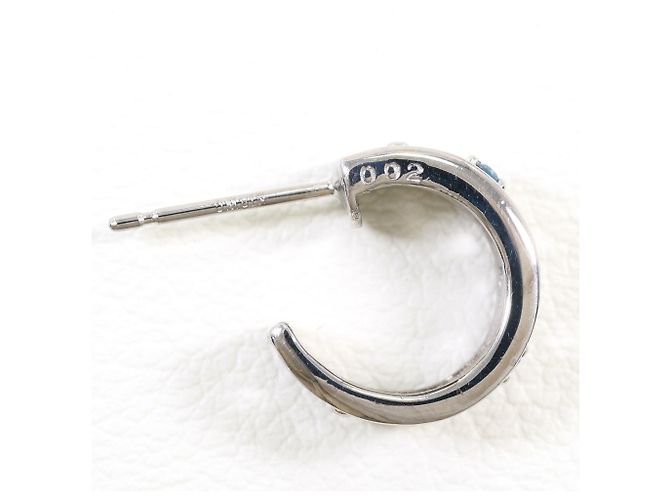 Autre Marque Orecchini a mezzo cerchio in oro bianco 18K con diamanti blu D'oro - vista 4