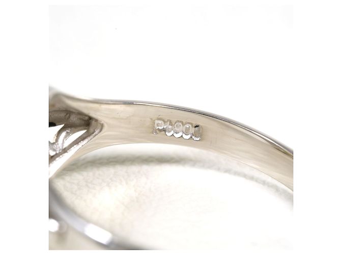 Autre Marque Platin-Bandring mit Diamant und Opal - Ansicht 6