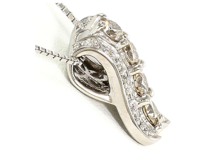Autre Marque Collar elegante de oro blanco de 18K con diamantes marrones Castaño Dorado - vista 2