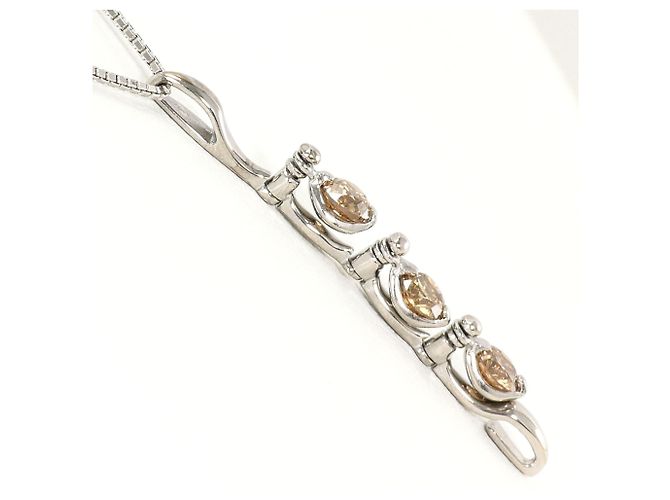 Autre Marque Collana in oro bianco 18K con diamante brown Marrone D'oro - vista 2