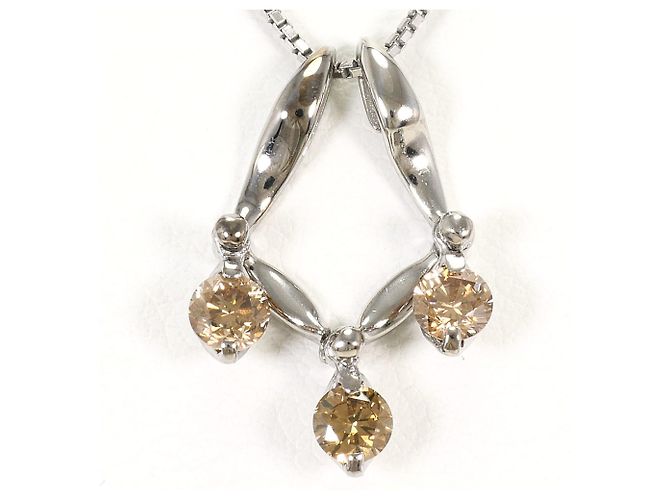 Autre Marque Collana in oro bianco 18K con diamante brown Marrone D'oro - vista 5