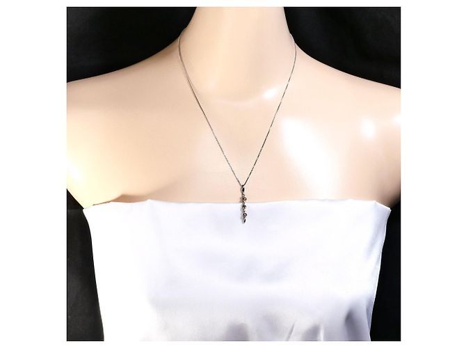 Autre Marque Collana in oro bianco 18K con diamante brown Marrone D'oro - vista 7