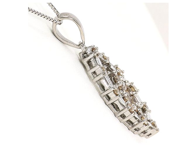 Autre Marque Collar de oro blanco 18K con diamantes marrones Castaño Dorado - vista 2