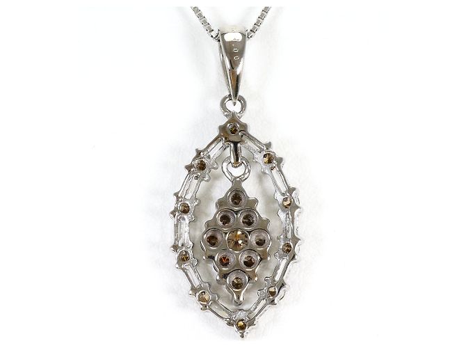 Autre Marque Collar de oro blanco 18K con diamantes marrones Castaño Dorado - vista 3