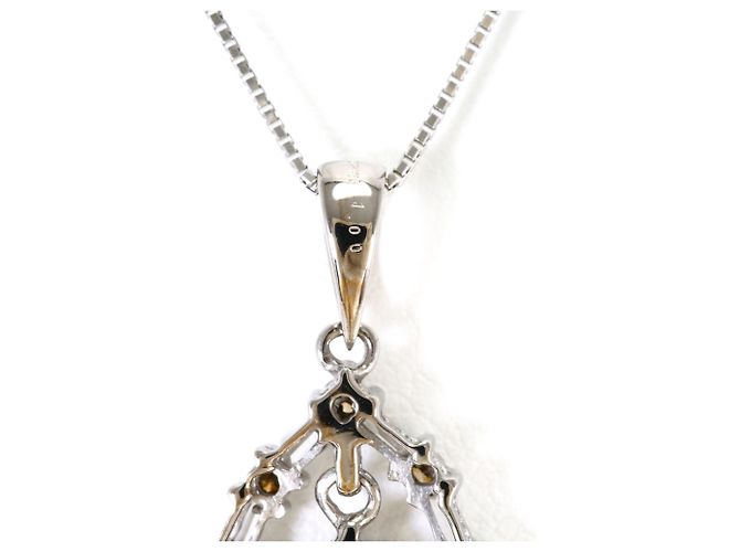 Autre Marque Collar de oro blanco 18K con diamantes marrones Castaño Dorado - vista 4