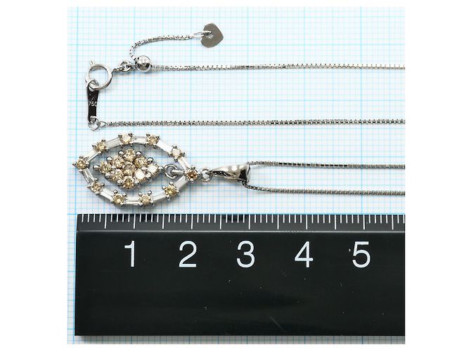 Autre Marque Collar de oro blanco 18K con diamantes marrones Castaño Dorado - vista 5