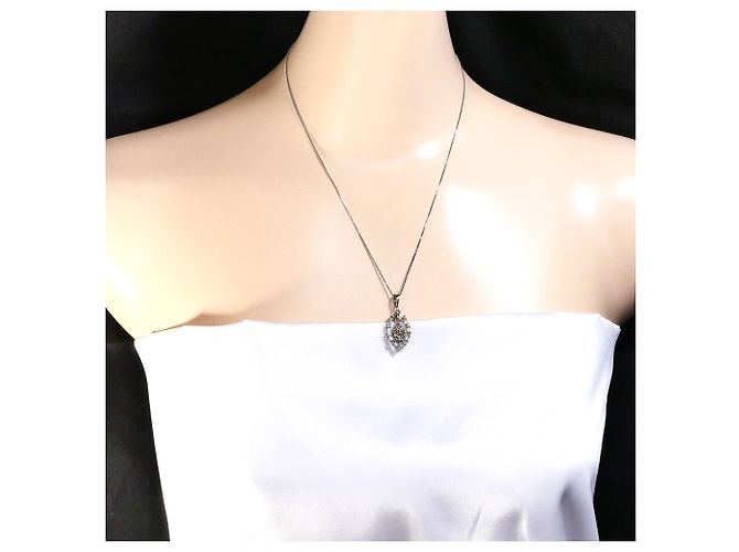 Autre Marque Collar de oro blanco 18K con diamantes marrones Castaño Dorado - vista 6