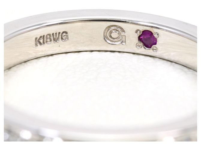 Autre Marque Ehering aus 18K Weißgold mit Diamant und Rubin Golden - Ansicht 5