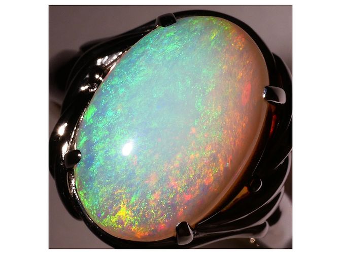 Autre Marque PT900 Platinbandring mit Opal - Ansicht 3