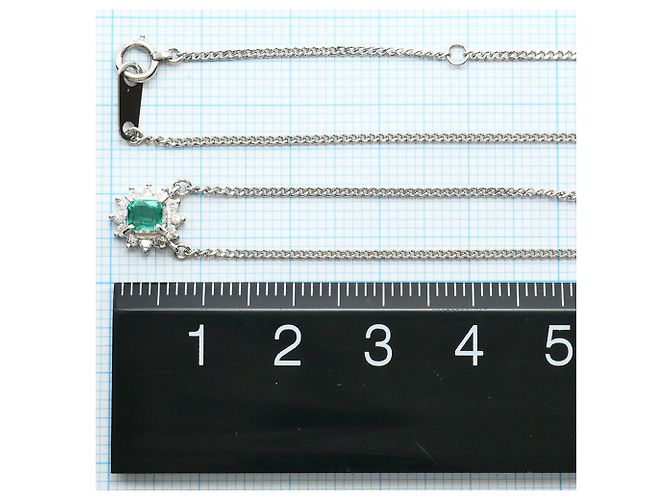 Autre Marque Collana in platino con diamante e smeraldo - vista 5