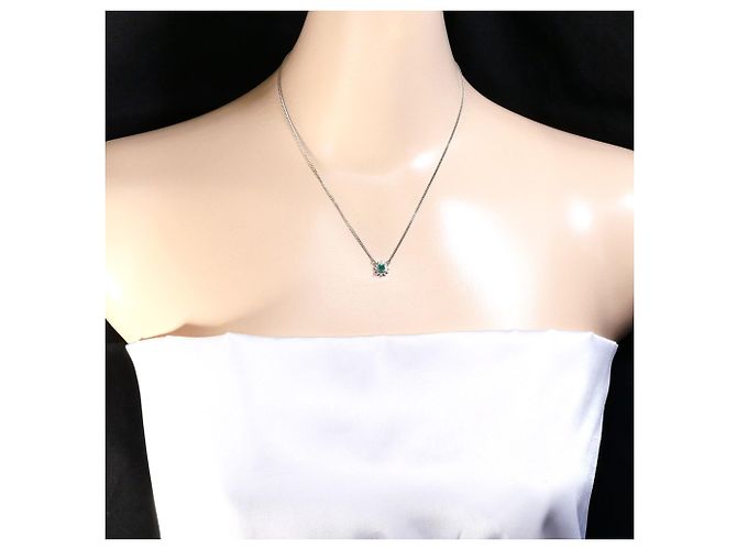 Autre Marque Collana in platino con diamante e smeraldo - vista 6