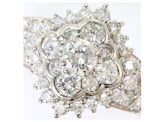 Autre Marque Platinband-Ring PT850 mit Diamant - Ansicht 2