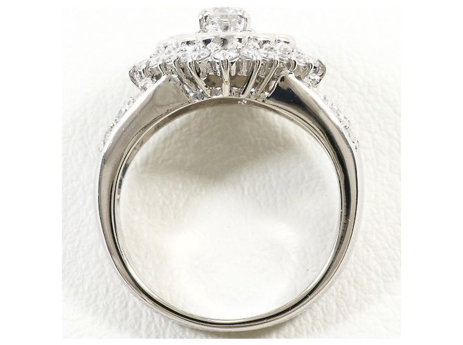 Autre Marque Platinband-Ring PT850 mit Diamant - Ansicht 3