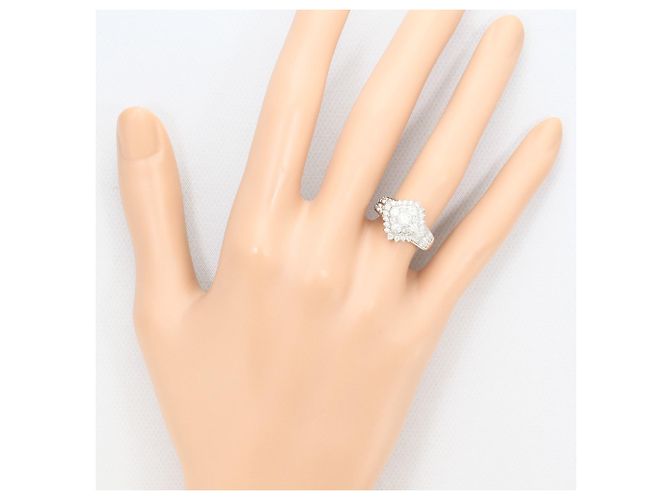 Autre Marque Platinband-Ring PT850 mit Diamant - Ansicht 7