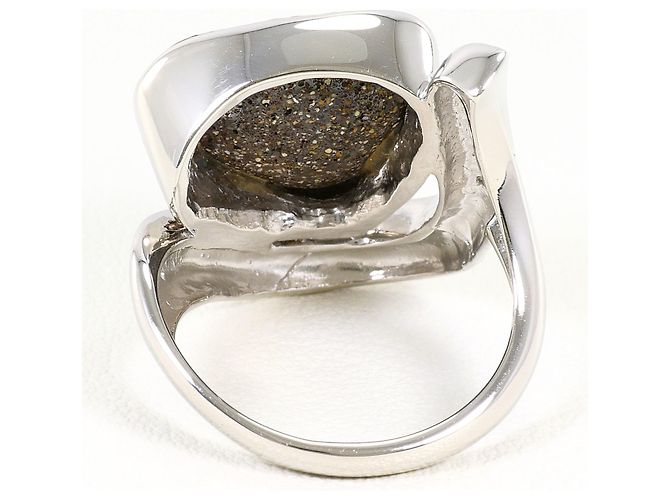 Autre Marque Platinbandring mit Diamant und Opal - Ansicht 4
