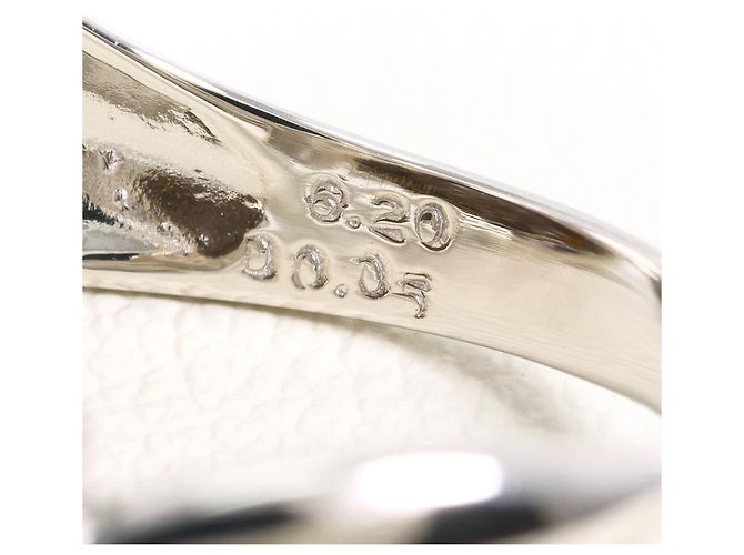 Autre Marque Platinbandring mit Diamant und Opal - Ansicht 6