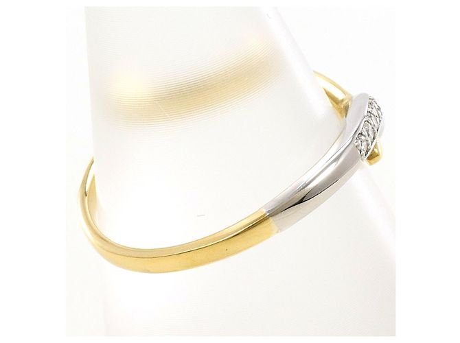 Autre Marque Anello fede in platino PT950 e oro giallo 18K con diamanti D'oro - vista 2