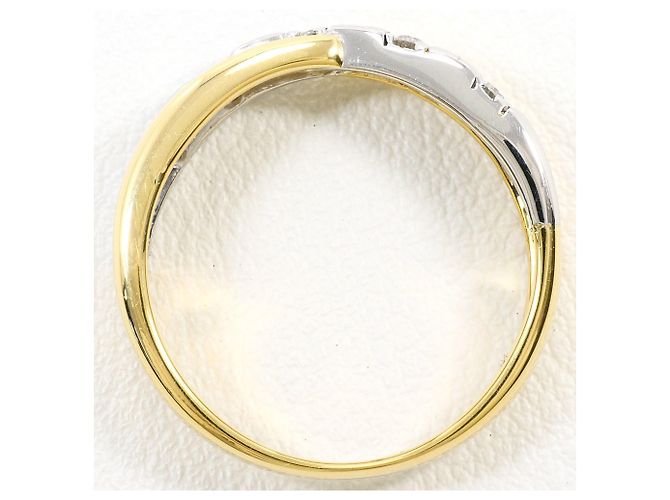 Autre Marque Anello fede in platino e oro giallo con diamante D'oro - vista 3