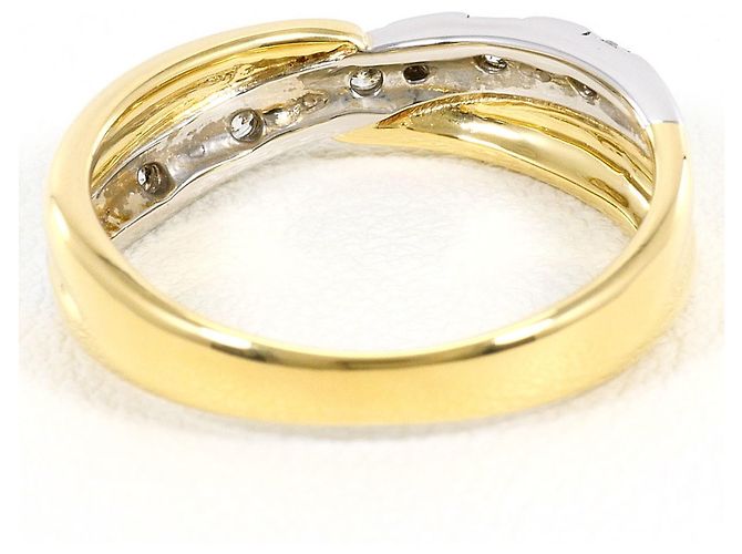 Autre Marque Anello fede in platino e oro giallo con diamante D'oro - vista 4