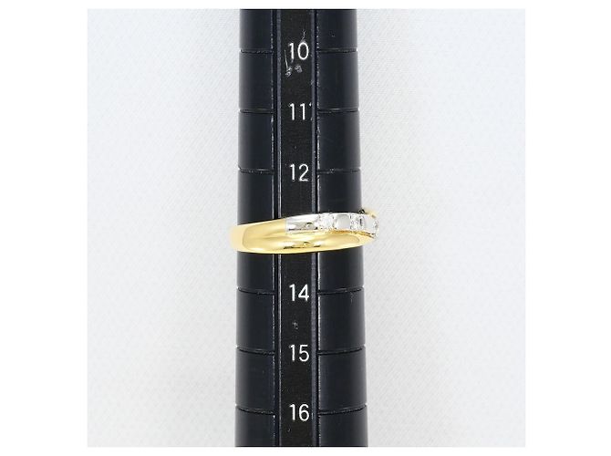 Autre Marque Anello fede in platino e oro giallo con diamante D'oro - vista 8