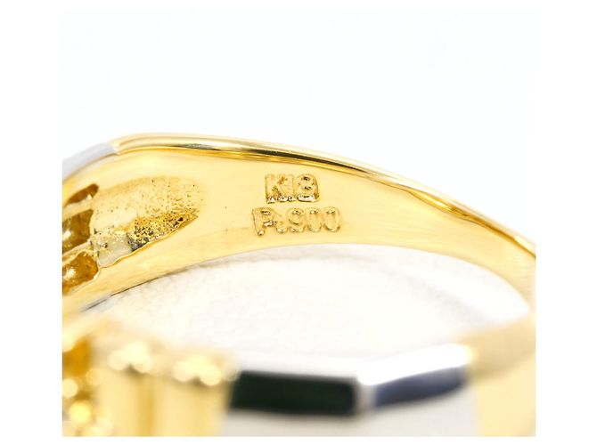 Autre Marque Ehering aus 18K Gelbgold und Platin mit Diamant Golden - Ansicht 5