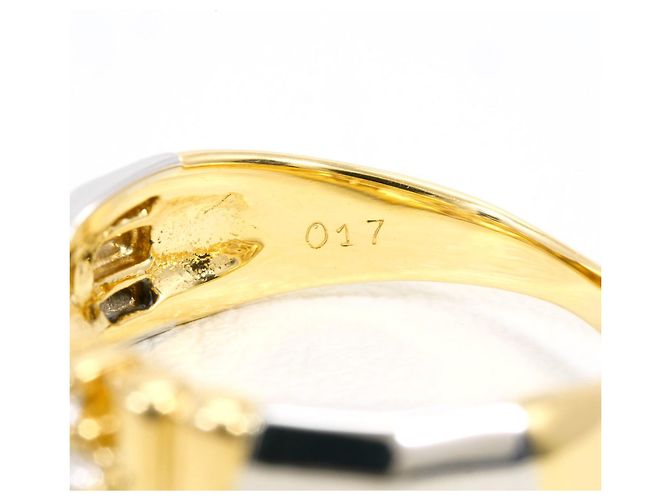 Autre Marque Ehering aus 18K Gelbgold und Platin mit Diamant Golden - Ansicht 6