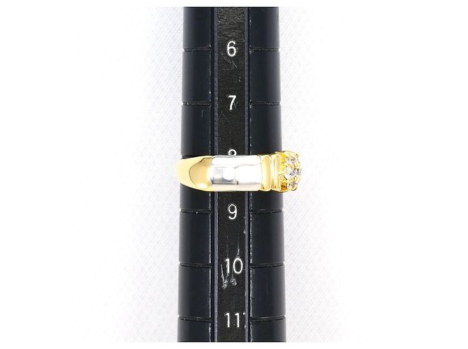 Autre Marque Ehering aus 18K Gelbgold und Platin mit Diamant Golden - Ansicht 8