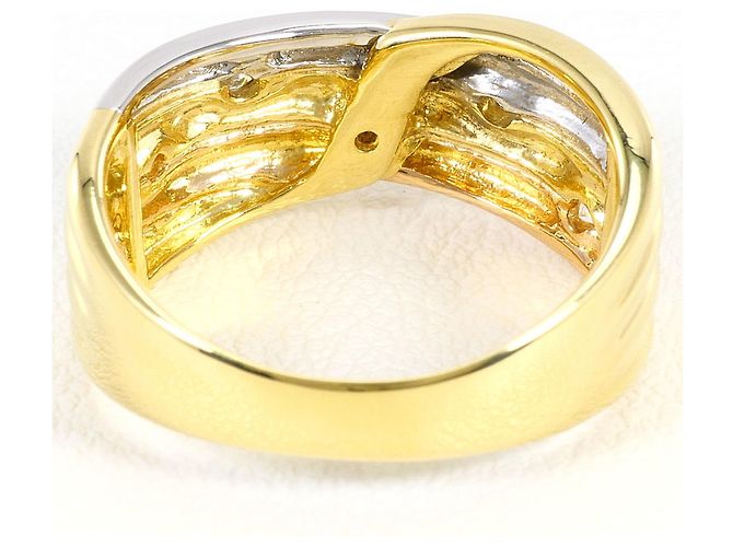 Autre Marque Anello fede in oro 18K e platino con diamante D'oro - vista 4