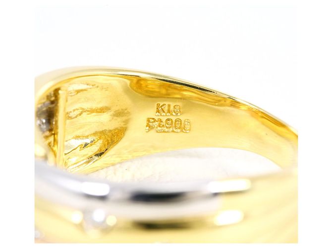 Autre Marque Anello fede in oro 18K e platino con diamante D'oro - vista 5