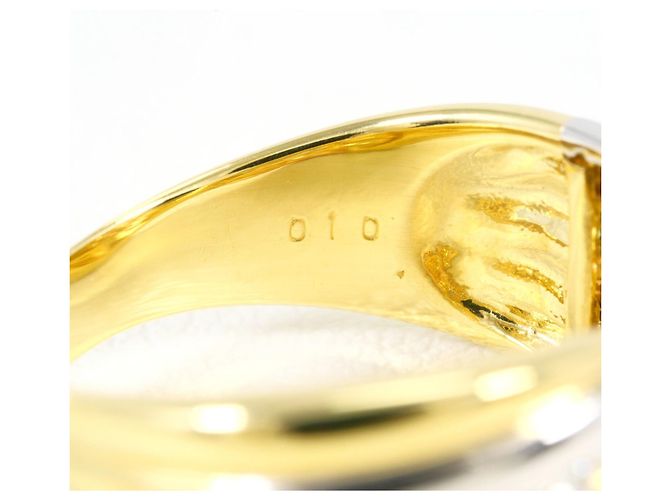 Autre Marque Anello fede in oro 18K e platino con diamante D'oro - vista 6